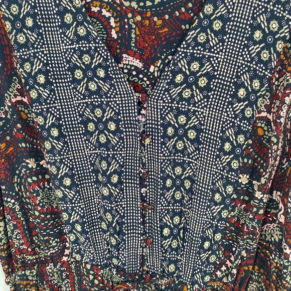 Knox Rose Dress Long Sleeve Sz‎ XL Paisley Print Midi Boho Bohemian Peasant - Picture 10 of 13